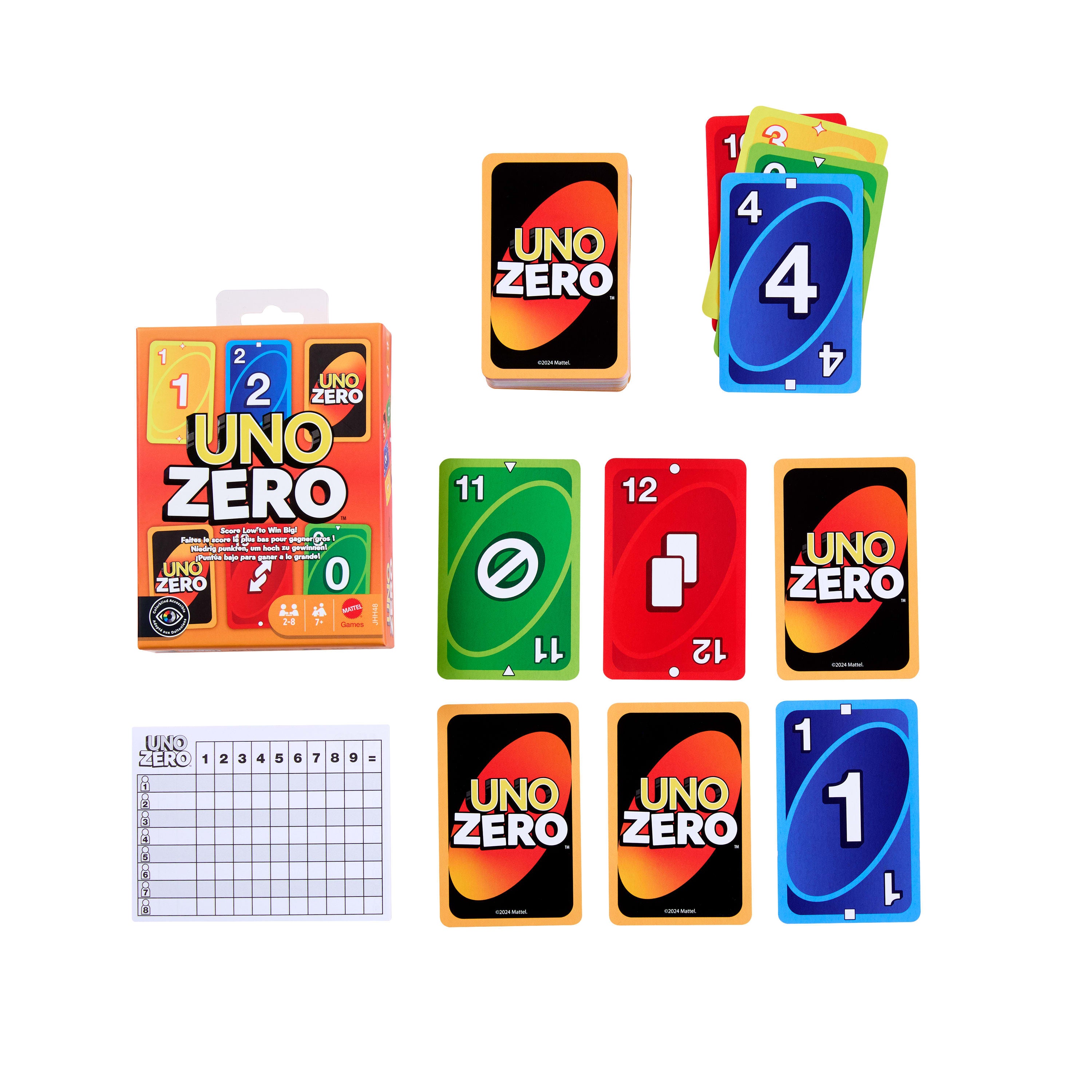 Games UNO Zero Card Game for Kid, Adult & Family Nights, Parties & Travel, Includes Deck & Scorecard