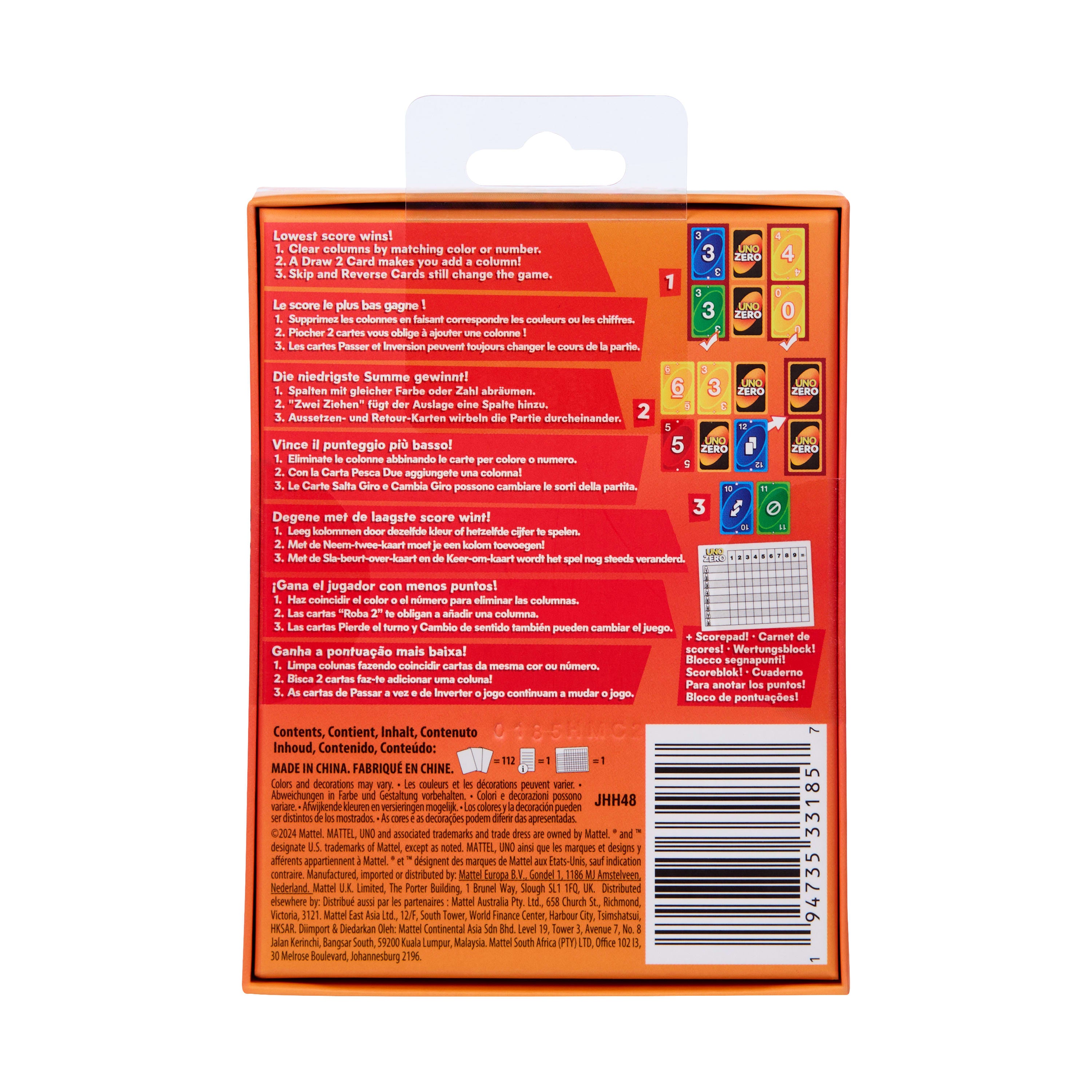 Games UNO Zero Card Game for Kid, Adult & Family Nights, Parties & Travel, Includes Deck & Scorecard