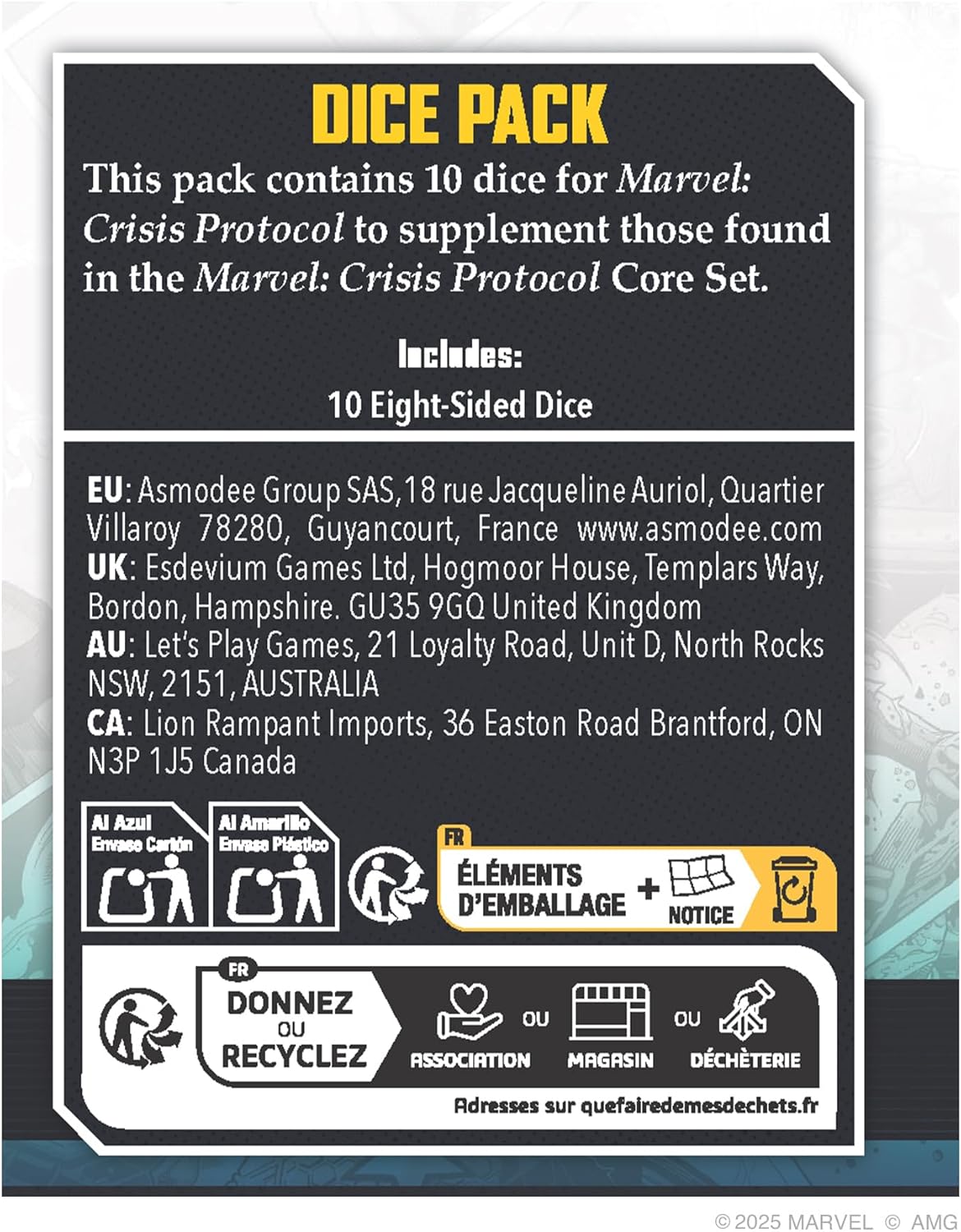 Asmodee | Marvel Crisis Protocol: Dice Pack | Tabletop Miniatures Accessory