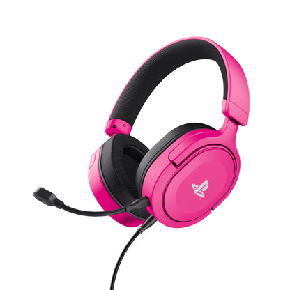 Trust Gaming GXT 498P Forta  Gaming Headset for PS5 / PS4, 1.2m Cable, 50mm Drivers, 3D Audio, Detachable Microphone, Wired Over-Ear Headphones with Mic, Pink