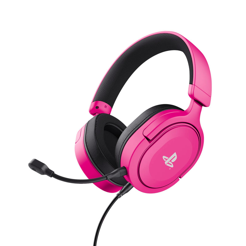 Trust Gaming GXT 498P Forta  Gaming Headset for PS5 / PS4, 1.2m Cable, 50mm Drivers, 3D Audio, Detachable Microphone, Wired Over-Ear Headphones with Mic, Pink
