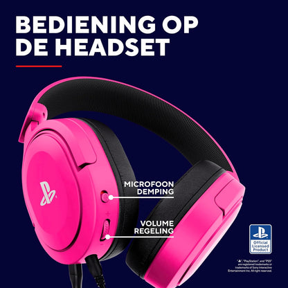 Trust Gaming GXT 498P Forta  Gaming Headset for PS5 / PS4, 1.2m Cable, 50mm Drivers, 3D Audio, Detachable Microphone, Wired Over-Ear Headphones with Mic, Pink