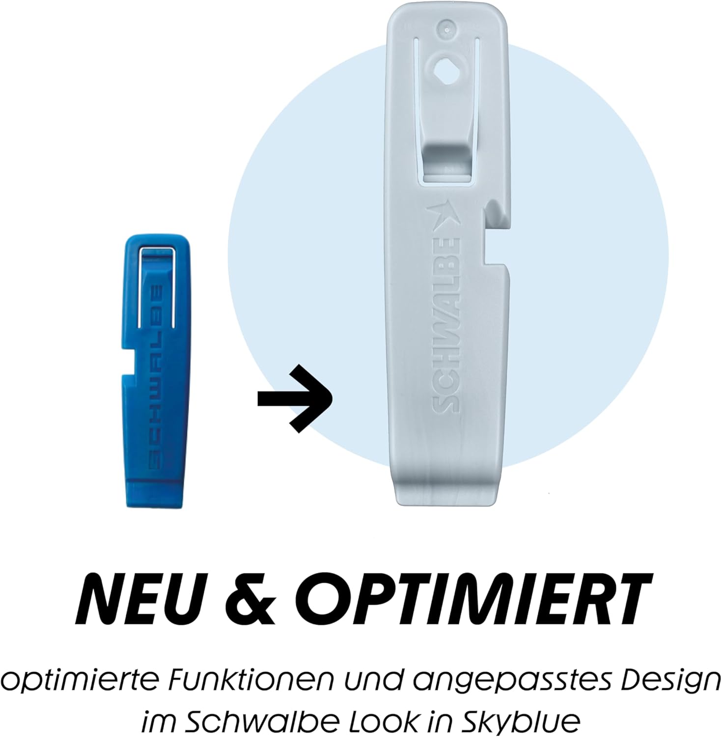 Schwalbe Reifenheber Fahrrad - 3er Set Fahrrad Reifenheber – 3in1 Fahrrad Werkzeug, Montierhebel mit integrierter Klemmfunktion und SV Ventilschlüssel