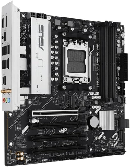 Asus B850M MAX GAMING WIFI, AMD B850, AM5, Micro ATX, 4 DDR5, HDMI, DP, Wi-Fi 6E, GB LAN, 3x M.2