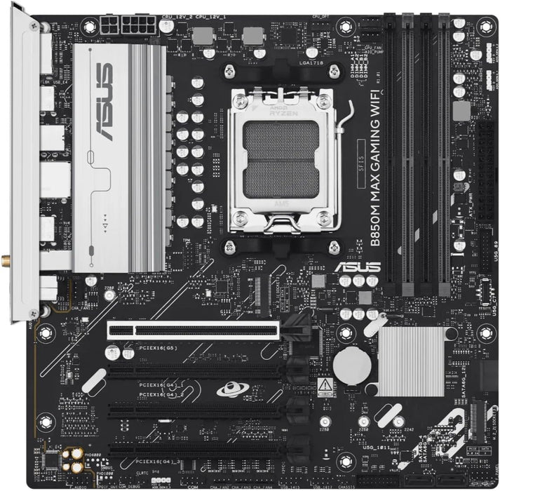 Asus B850M MAX GAMING WIFI, AMD B850, AM5, Micro ATX, 4 DDR5, HDMI, DP, Wi-Fi 6E, GB LAN, 3x M.2