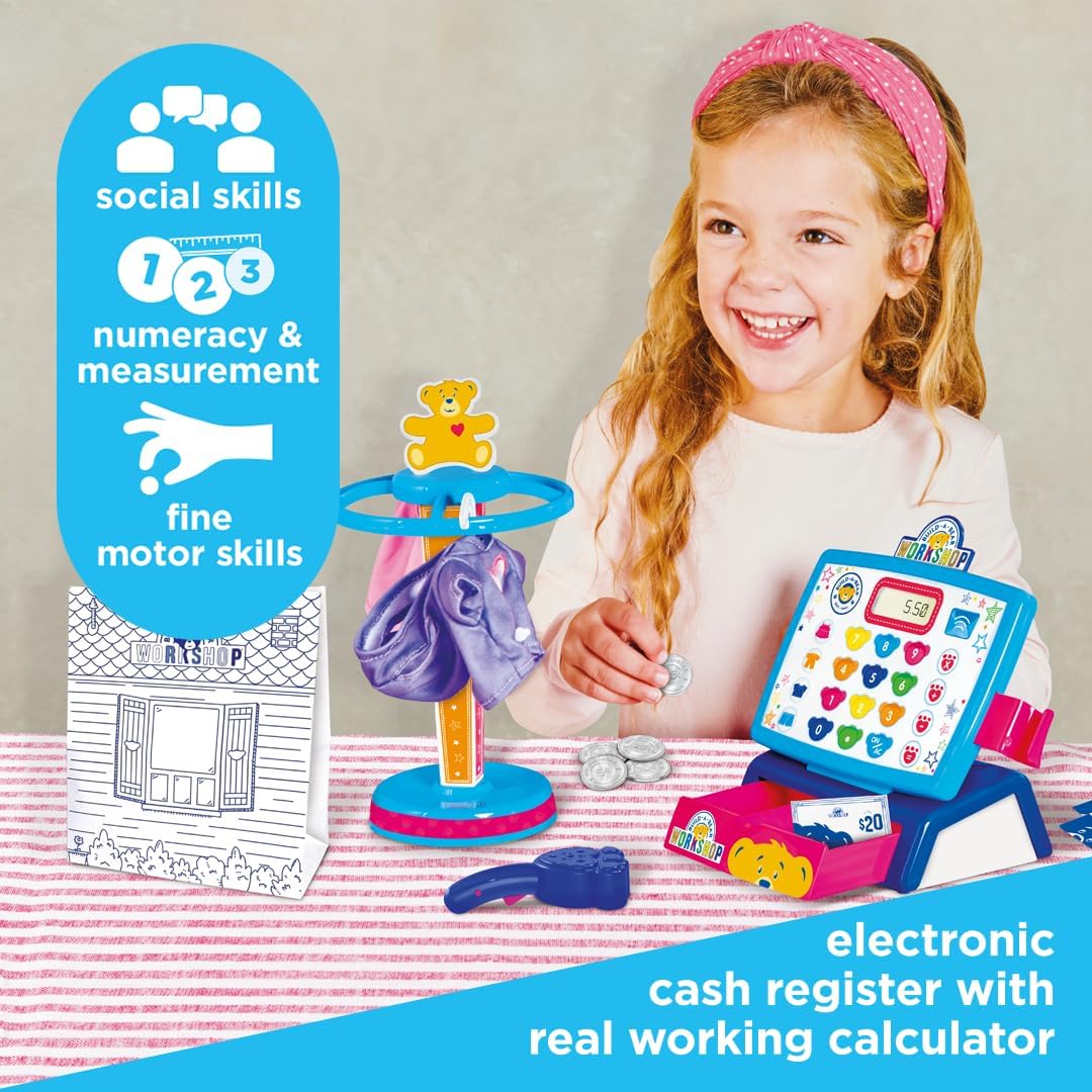 Casdon Build-A-Bear Workshop Toy Shop & Checkout Set | Officially Licensed Build-A-Bear Toy Play Set | Perfect for Roleplay for Children Aged 3+ | Includes Electronic Cash Register