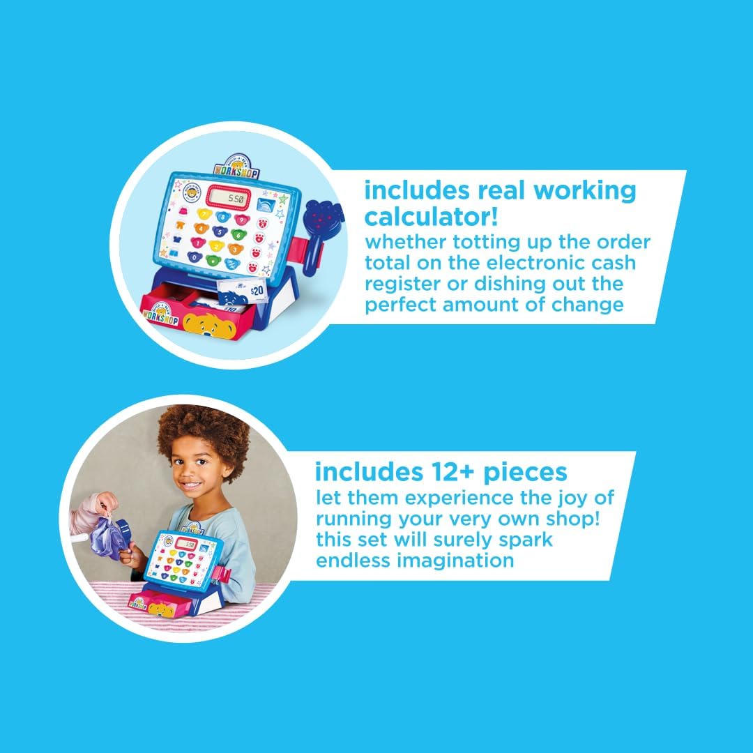 Casdon Build-A-Bear Workshop Toy Shop & Checkout Set | Officially Licensed Build-A-Bear Toy Play Set | Perfect for Roleplay for Children Aged 3+ | Includes Electronic Cash Register
