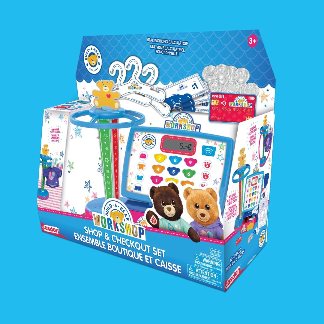 Casdon Build-A-Bear Workshop Toy Shop & Checkout Set | Officially Licensed Build-A-Bear Toy Play Set | Perfect for Roleplay for Children Aged 3+ | Includes Electronic Cash Register