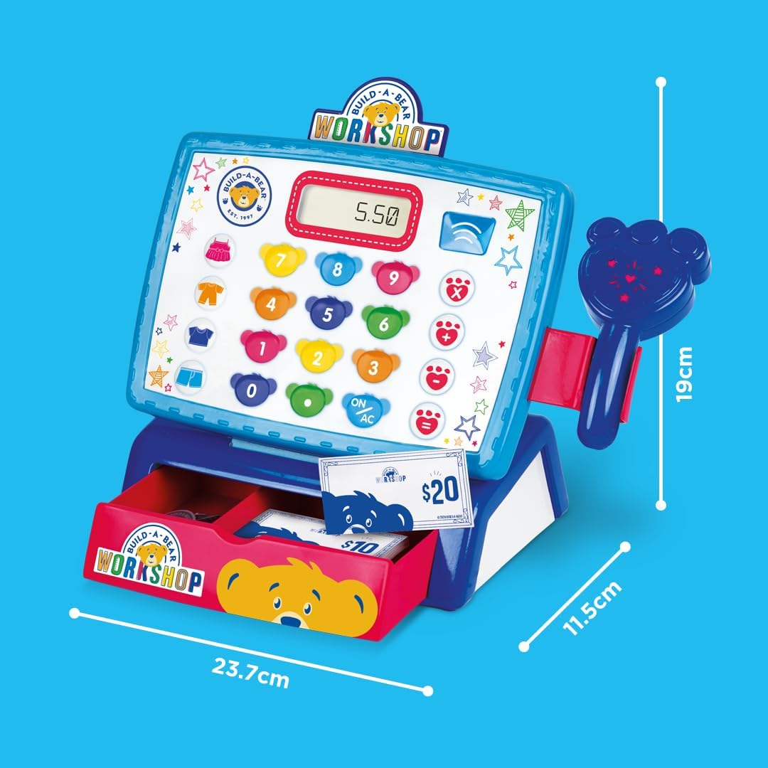 Casdon Build-A-Bear Workshop Toy Shop & Checkout Set | Officially Licensed Build-A-Bear Toy Play Set | Perfect for Roleplay for Children Aged 3+ | Includes Electronic Cash Register