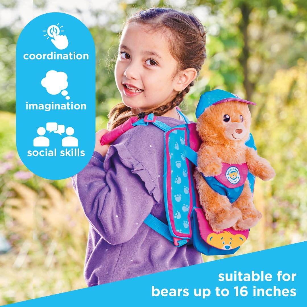 Casdon Build-A-Bear Workshop Pawfect Adventure Toy Bear Carrier | Multi-Way Carrier for Teddies | For Kids Aged 3+ | Includes Bag, Juice Box, Hat & Pawsport | Official Licensed Toy