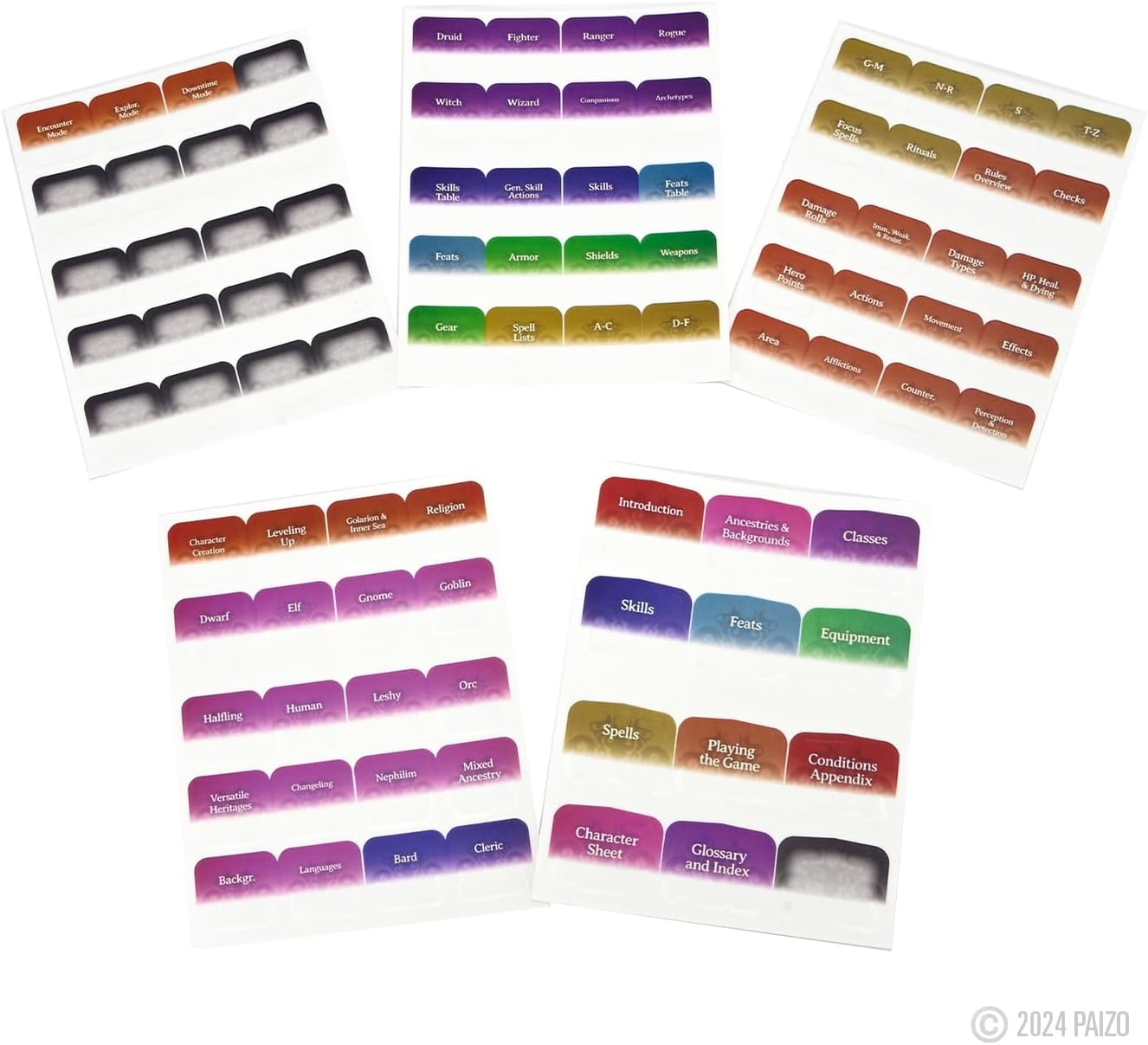 Pathfinder Book Tabs: Player Core