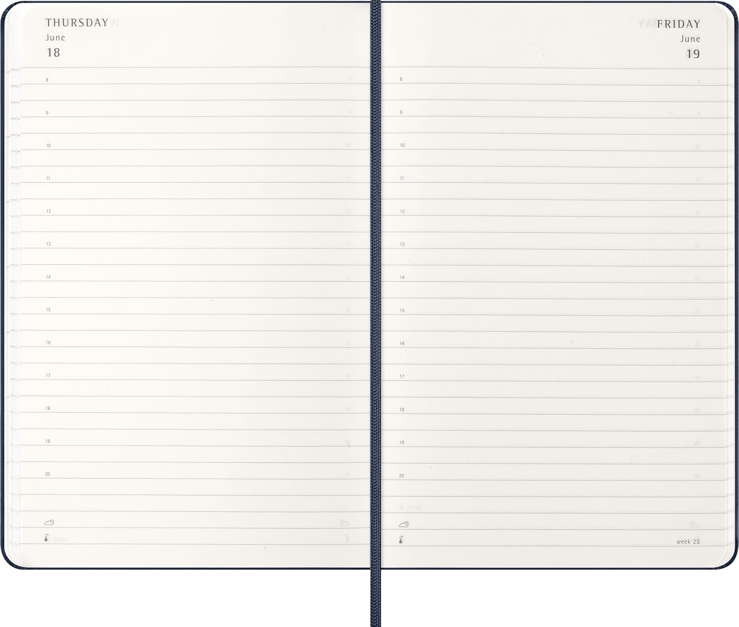 Moleskine Daily Planner, Daily Agenda 2026 12 Months, With Hard Cover and Elastic Closure, Large Format 13x21, Blue Color