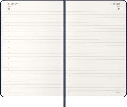 Moleskine Daily Planner, Daily Agenda 2026 12 Months, With Hard Cover and Elastic Closure, Large Format 13x21, Blue Color
