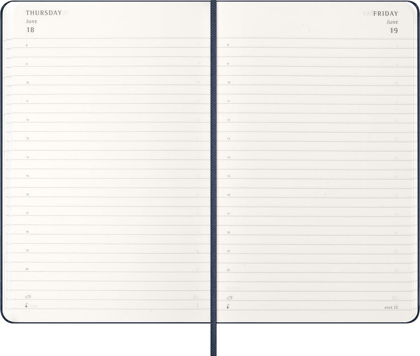 Moleskine Daily Planner, Daily Agenda 2026 12 Months, With Hard Cover and Elastic Closure, Large Format 13x21, Blue Color