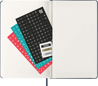 Moleskine Daily Planner, Daily Agenda 2026 12 Months, With Hard Cover and Elastic Closure, Large Format 13x21, Blue Color