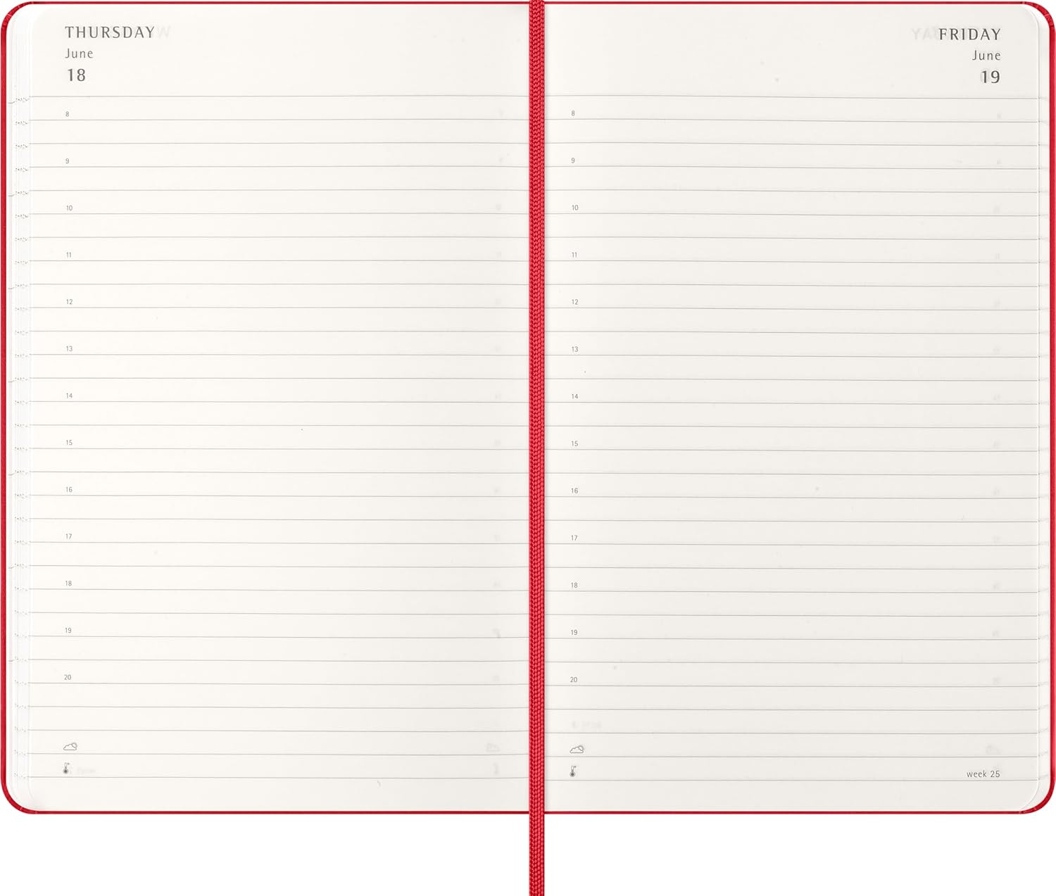 Moleskine Daily Planner, Daily Agenda 2026 12 Months, With Hard Cover and Elastic Closure, Large Format 13x21, Red Color