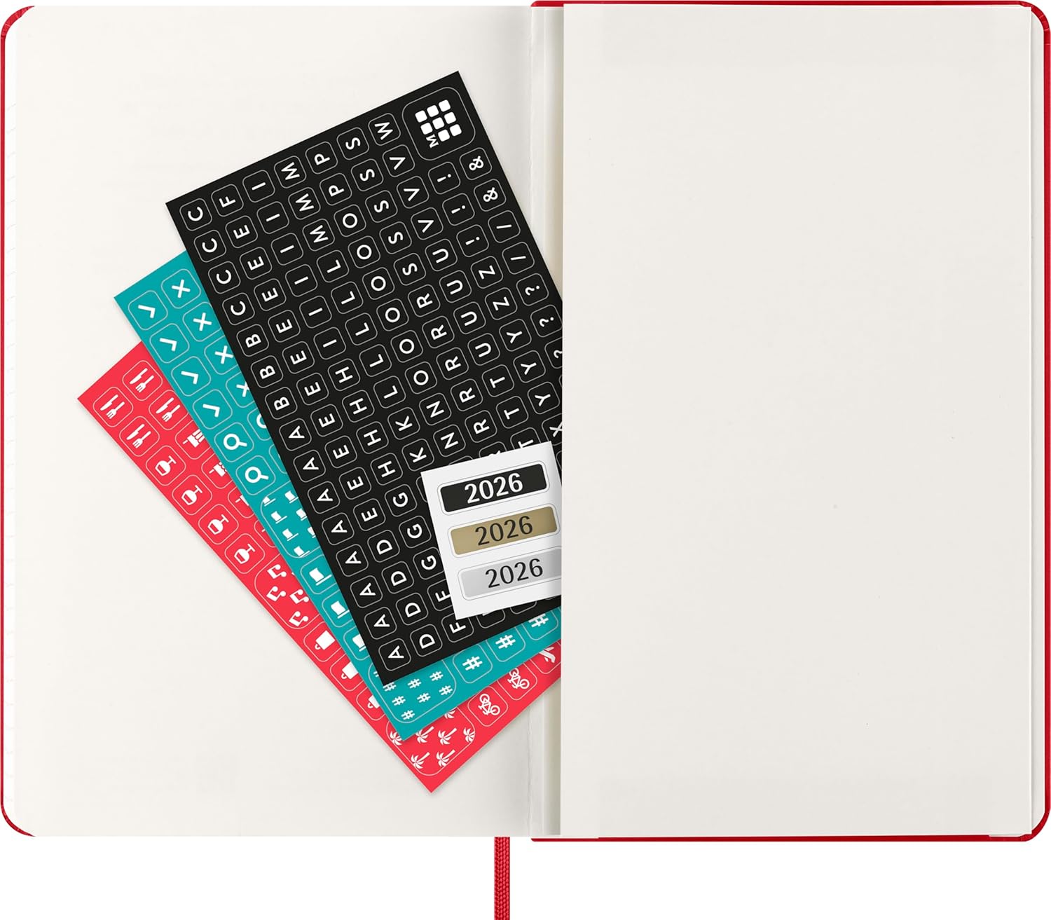Moleskine Daily Planner, Daily Agenda 2026 12 Months, With Hard Cover and Elastic Closure, Large Format 13x21, Red Color