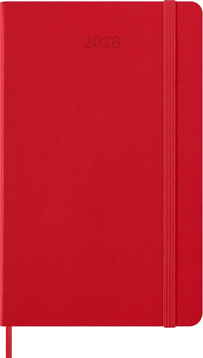 Moleskine Daily Planner, Daily Agenda 2026 12 Months, With Hard Cover and Elastic Closure, Large Format 13x21, Red Color