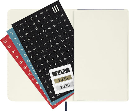 Moleskine Daily Planner, Daily Agenda 2026 12 Months, With Soft Cover and Elastic Closure, Pocket Size 9x14, Blue Color
