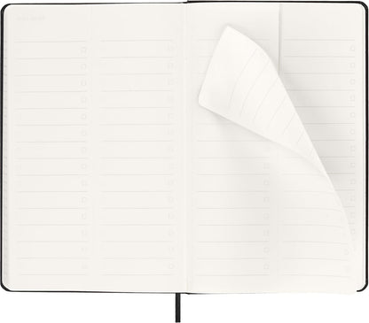 Moleskine Weekly Planner, Vertical Pro Weekly Agenda 12 Months 2025, Hard Cover and Elastic Closure, Black Color, Large Size 13x21 cm