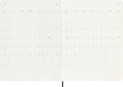 Moleskine Weekly Planner, 2026 Weekly Agenda 12 Months With Space For Notes, With Soft Cover and Elastic Closure, XL Size 19x25, Black Color