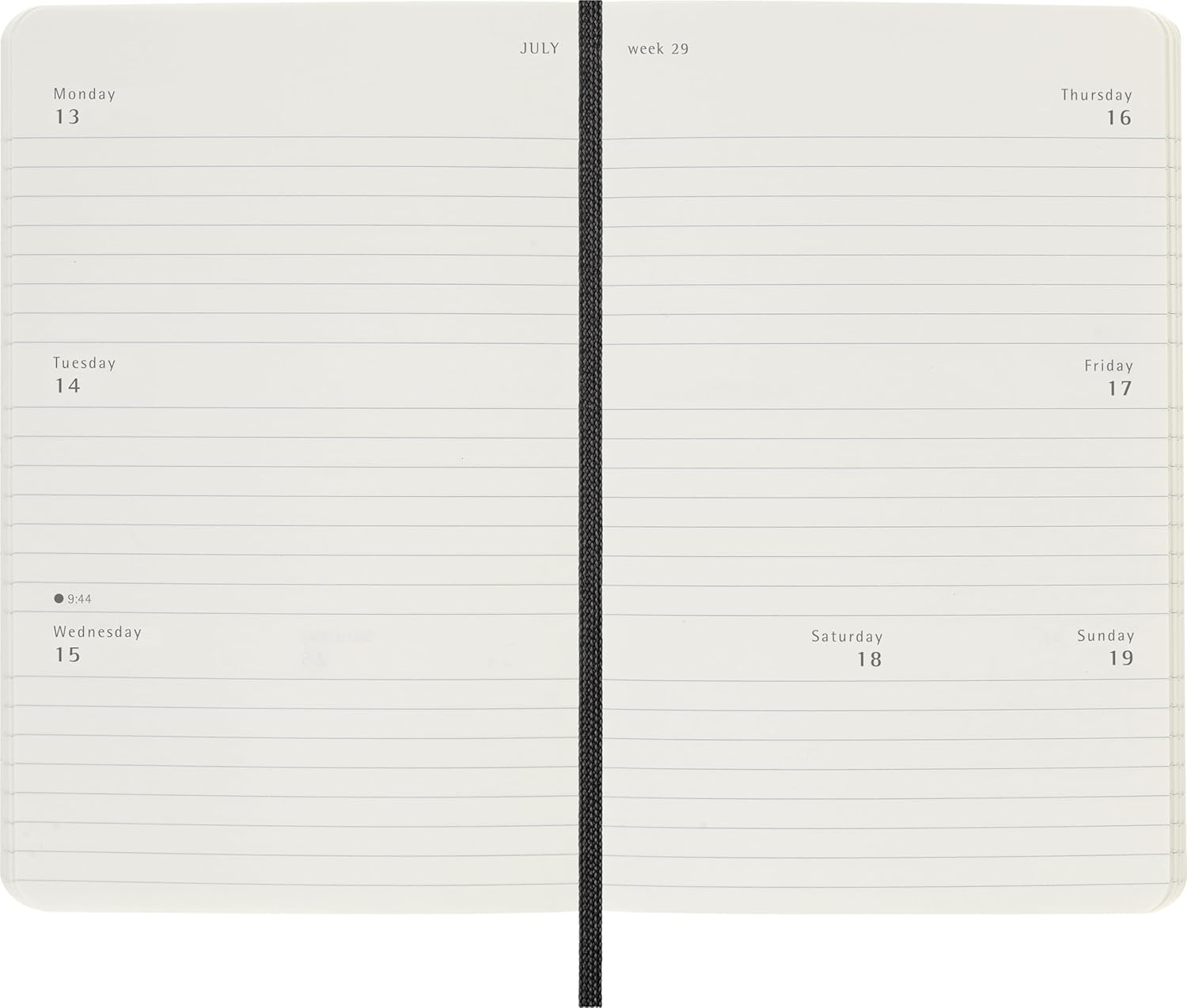 Moleskine Weekly Planner, Horizontal Weekly Agenda 2026 12 Months, With Soft Cover and Elastic Closure, Pocket Size 9x14, Black Color
