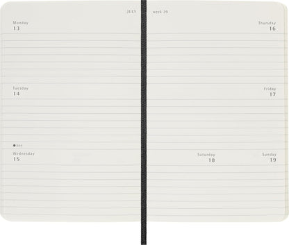 Moleskine Weekly Planner, Horizontal Weekly Agenda 2026 12 Months, With Soft Cover and Elastic Closure, Pocket Size 9x14, Black Color