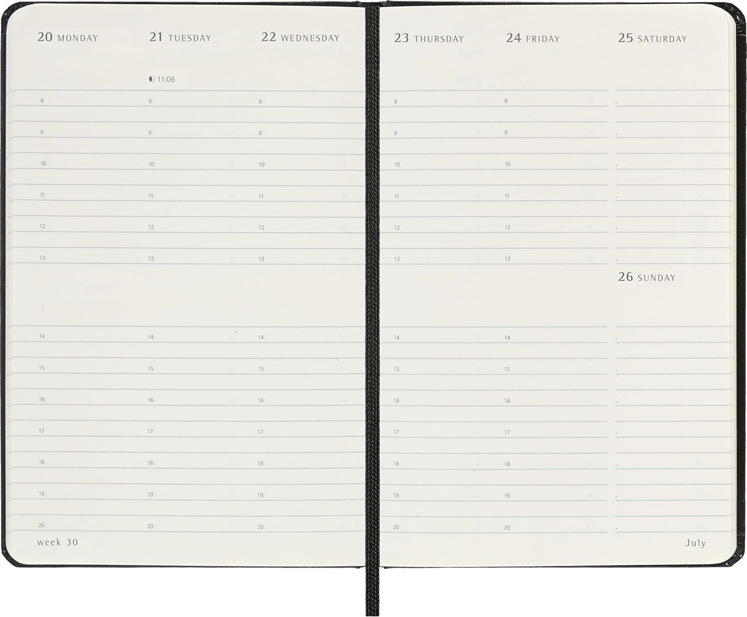 Moleskine Weekly Planner, Vertical Weekly Agenda 2026 12 Months, Hard Cover and Elastic Closure, Black Color, Pocket Size 9x14 cm