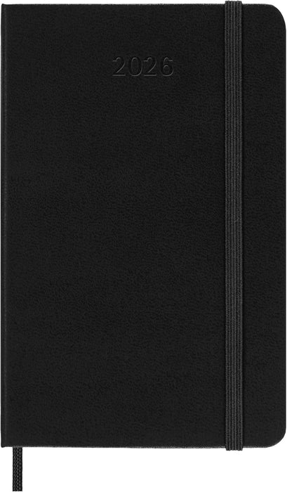 Moleskine Weekly Planner, Vertical Weekly Agenda 2026 12 Months, Hard Cover and Elastic Closure, Black Color, Pocket Size 9x14 cm