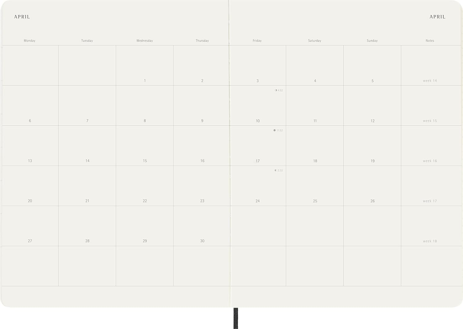 Moleskine Monthly Planner, 2026 12-Month Monthly Agenda, With Soft Cover and Elastic Closure, XL Size 19x25, Black Color
