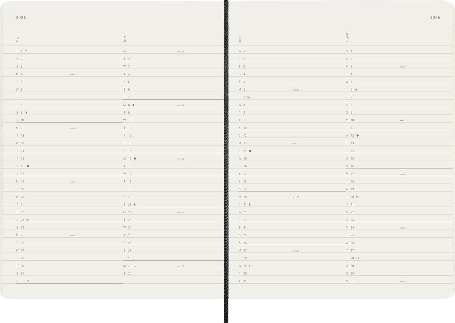 Moleskine Monthly Planner, 2026 12-Month Monthly Agenda, With Soft Cover and Elastic Closure, XL Size 19x25, Black Color