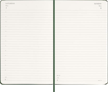 Moleskine Daily Planner, Daily Agenda 2026 12 Months, With Hard Cover and Elastic Closure, Large Format 13x21, Green Color