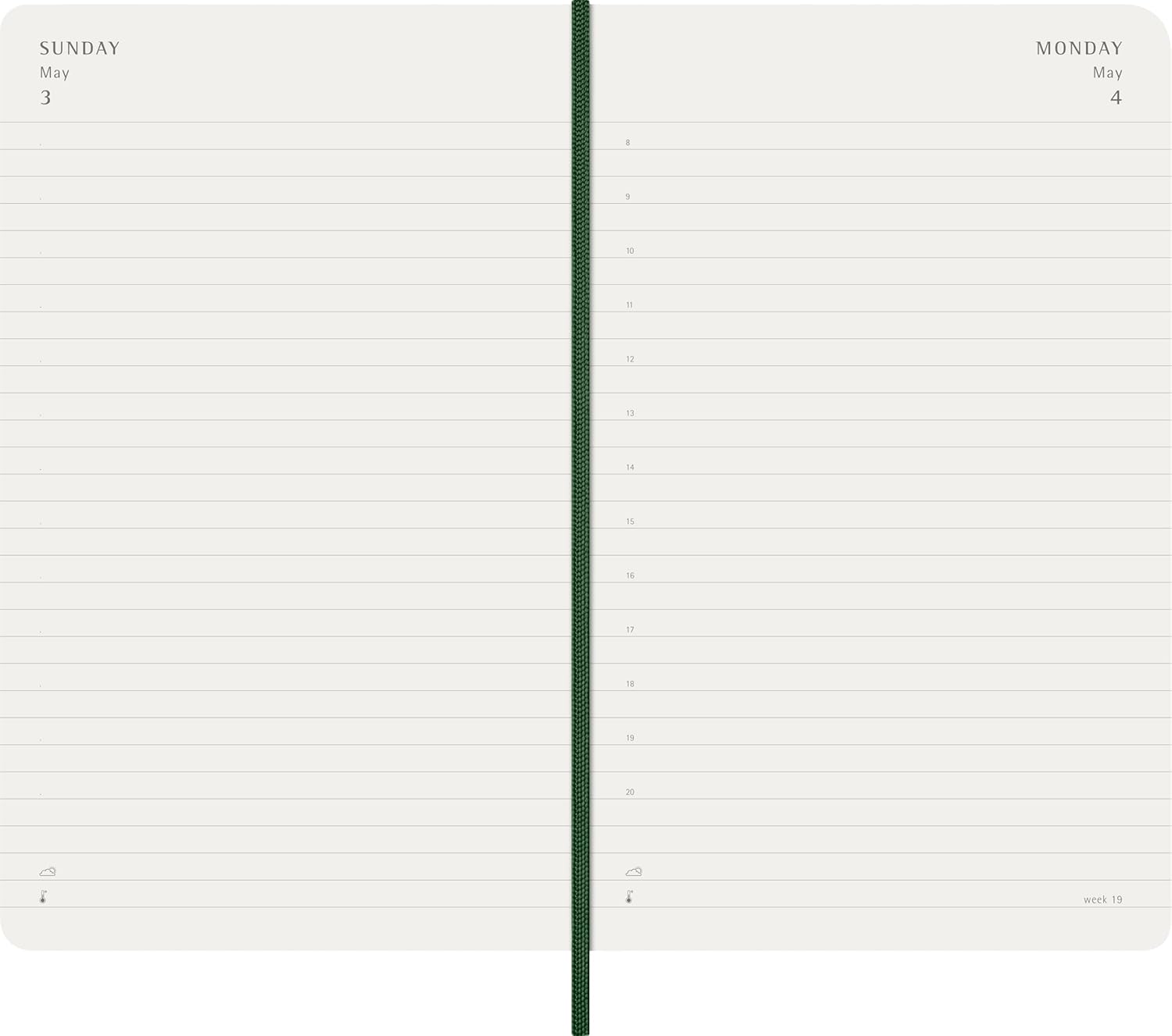 Moleskine Daily Planner, Daily Agenda 2026 12 Months, With Soft Cover and Elastic Closure, Large Format 13x21, Green Color