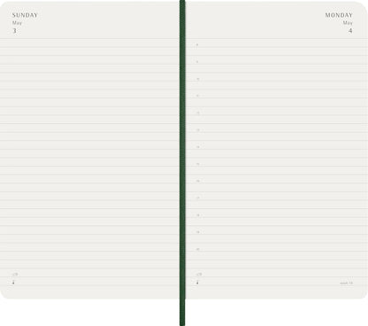 Moleskine Daily Planner, Daily Agenda 2026 12 Months, With Soft Cover and Elastic Closure, Large Format 13x21, Green Color