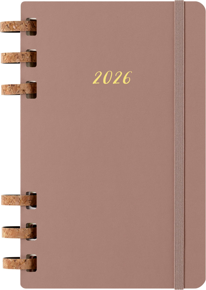 Moleskine Life Planner 2026, Weekly and Monthly Spiral Agenda 12 Months, Hard Cover and Elastic Closure, Almond Color, Large Size 13x21 cm