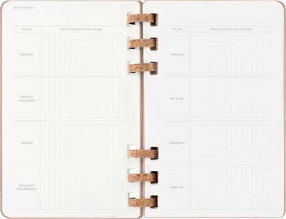 Moleskine Life Planner 2026, Weekly and Monthly Spiral Agenda 12 Months, Hard Cover and Elastic Closure, Almond Color, Large Size 13x21 cm