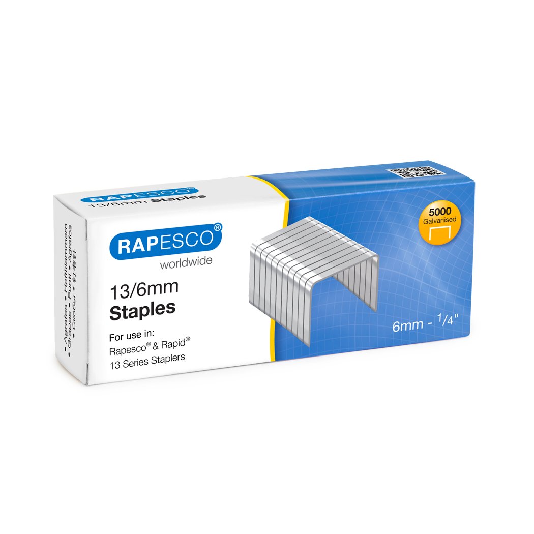 Rapesco S13060Z3 13/6mm Galvanised Staples, Box of 5000