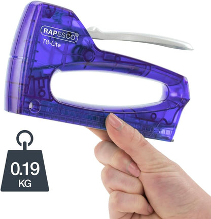 Rapesco 0956 T8-Lite Staple Tacker with 300 13/6mm Staples, Purple