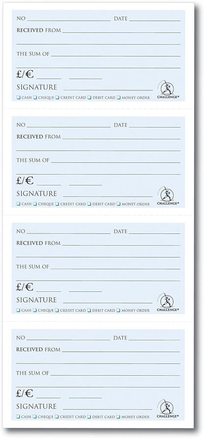 Challenge 280 x 141 mm Wirebound Receipt Book, 200 Sets, White