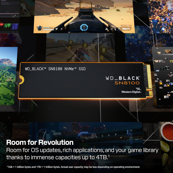 WD_BLACK SN8100 2TB PCIe 5.0x4 NVMe M.2 SSD, up to 14,900MB/s read speed, up to 14,000MB/s write speed, Next Gen TLC 3D NAND