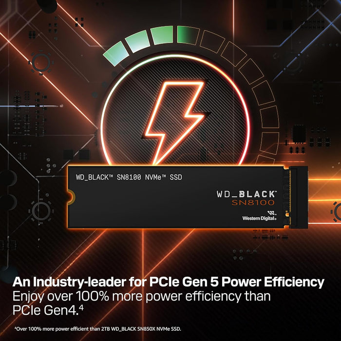 WD_BLACK SN8100 2TB PCIe 5.0x4 NVMe M.2 SSD, up to 14,900MB/s read speed, up to 14,000MB/s write speed, Next Gen TLC 3D NAND