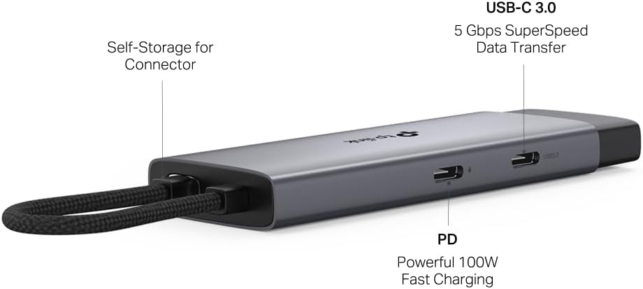 TP-Link UH5020C USB C Hub, 5 in 1 USB C to HDMI Docking Station, 4K HDMI Adapter, 2 USB-A Ports Dock, USB C 3.0 Multiport Adapter, 100W Fast Charging, Aluminum USB Type C Splitter for Laptop/Xbox/PS5