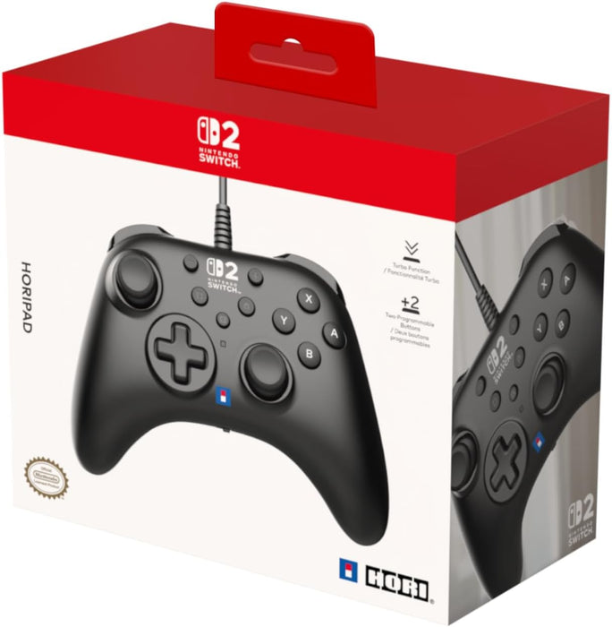 HORI HORIPAD Turbo (Schwarz) Kabelgebundener Controller für Nintendo Switch 2 - Offiziell lizenziert von Nintendo