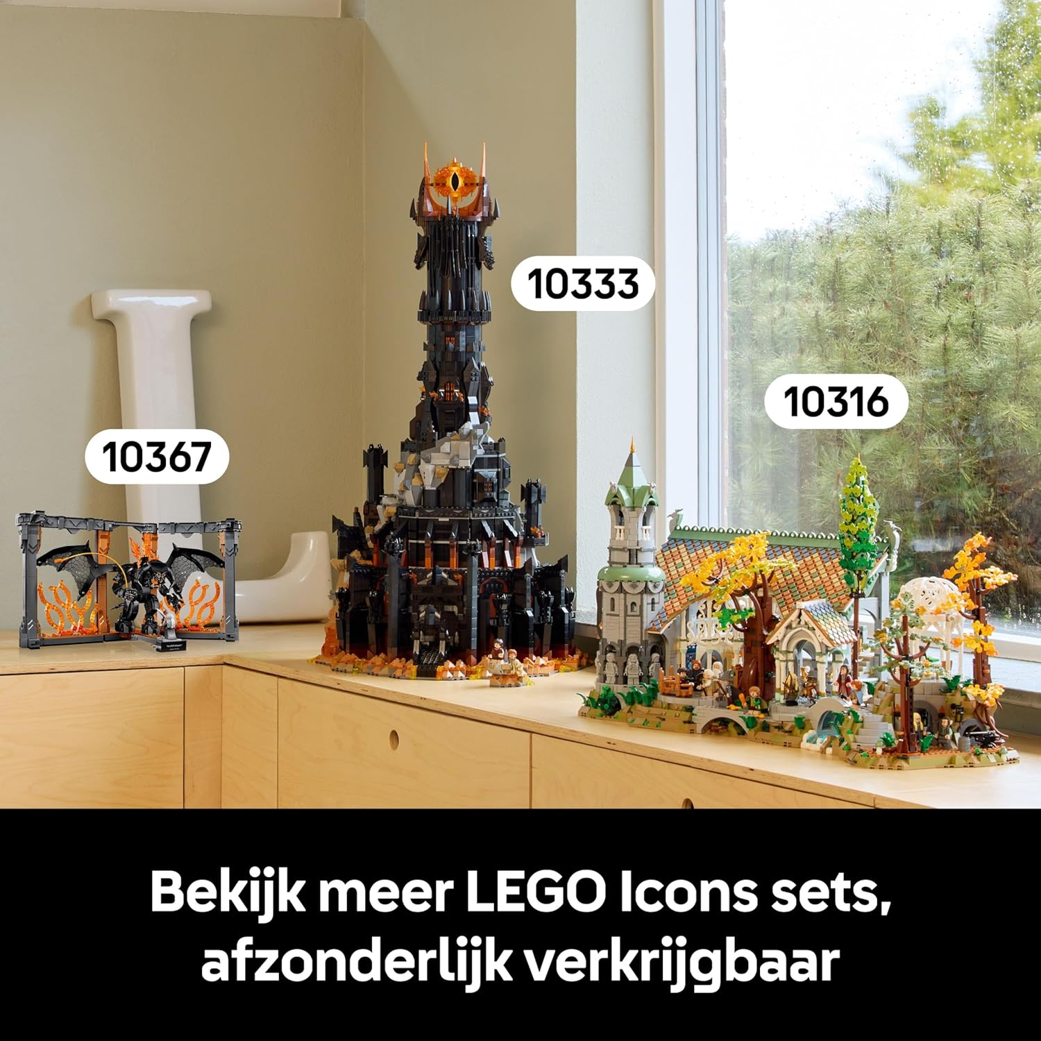 LEGO Icons The Lord of the Rings: Balrog Boekensteun Bouwpakket voor Volwassenen - Kantoor Decoratie en Woonaccessoire Set met Gandalf de Grijze Minifiguur en Balrog Figuur - Cadeau voor Fans - 10367