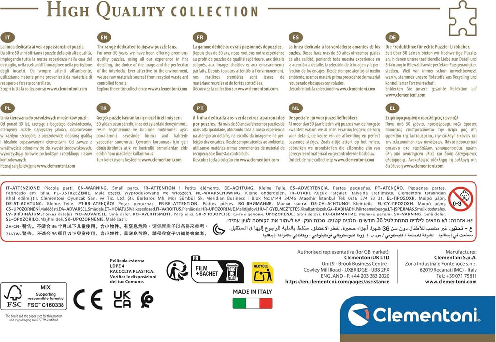 Clementoni - Puzzel met 500 stukjes voor volwassenen en jongens, collectie, thema Westminster Bridge met Big Ben, compacte doos met poster, cadeau-idee, made in Italy, 70 x 50 cm, 35575