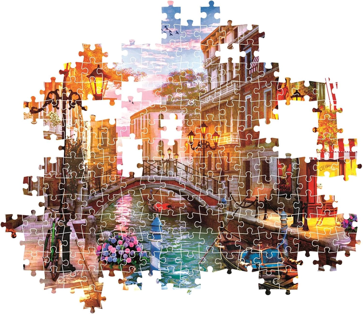 Clementoni -35586-Puzzel 500 HQC Zonsondergang boven de Compacte Doos van Venetië