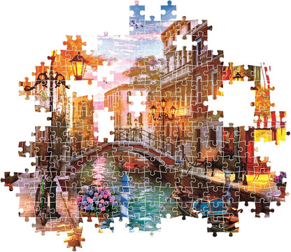 Clementoni -35586-Puzzel 500 HQC Zonsondergang boven de Compacte Doos van Venetië