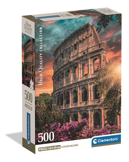 Clementoni - Puzzel met 500 stukjes voor volwassenen en jongens, collectie, thema amfitheater Flavio, met poster, compacte doos, cadeau-idee voor dames en heren, Made in Italy, 36 x 49 cm, 35588