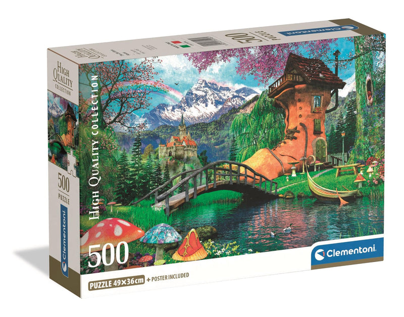 Clementoni -35596-Puzzel 500 HQC De oude compacte doos van het Schoenhuis