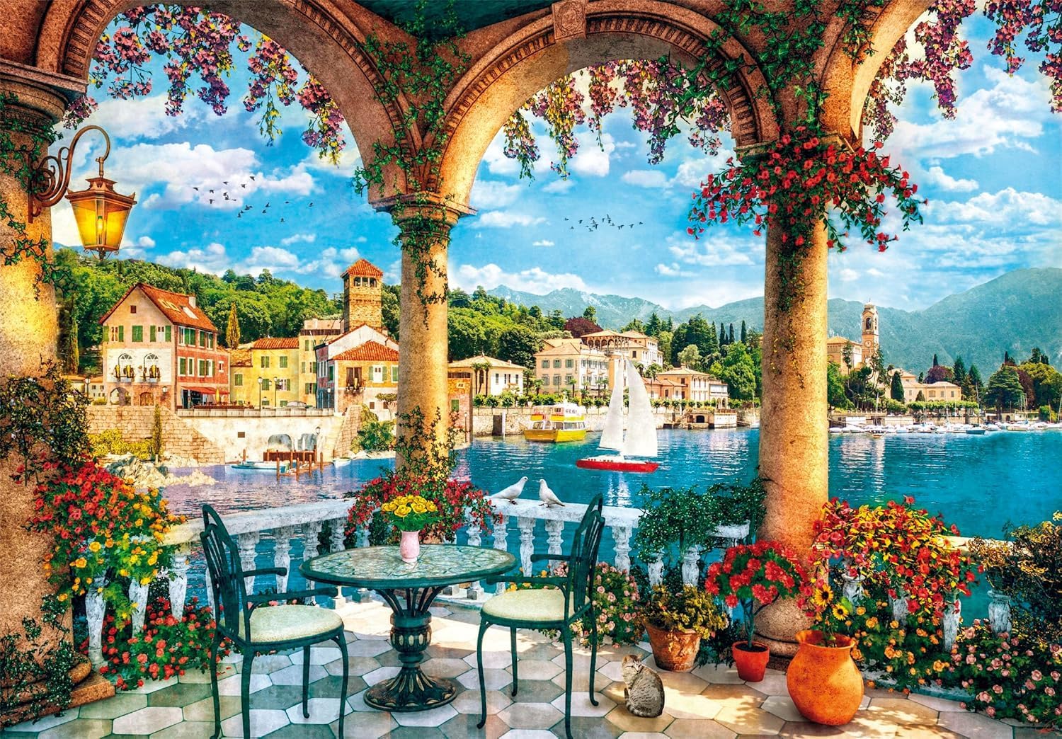 Balcony View Of Lake Como HQC (1000 stukjes) (Puzzle)